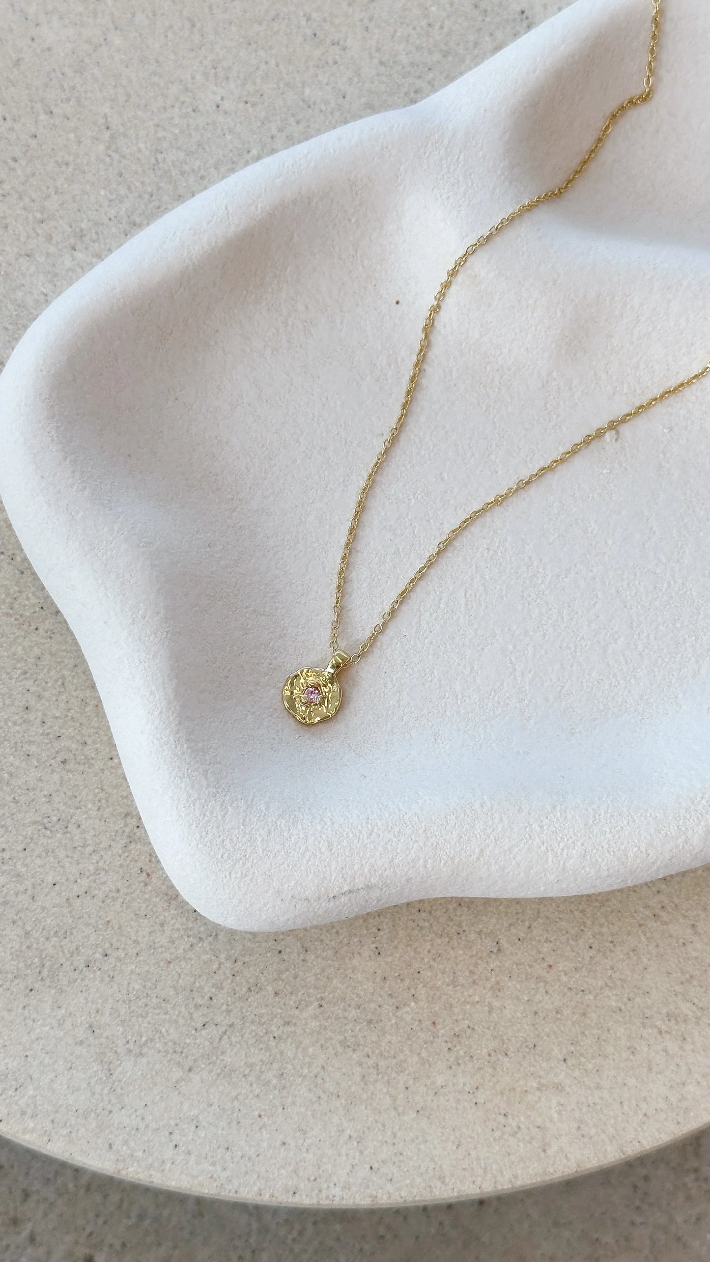 October Birthstone Necklace Rose Quartz