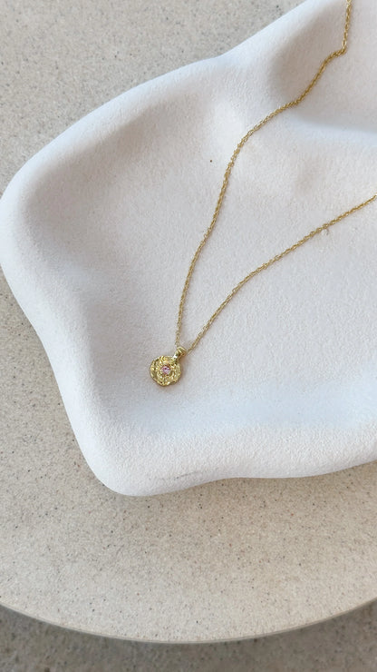 October Birthstone Necklace Rose Quartz