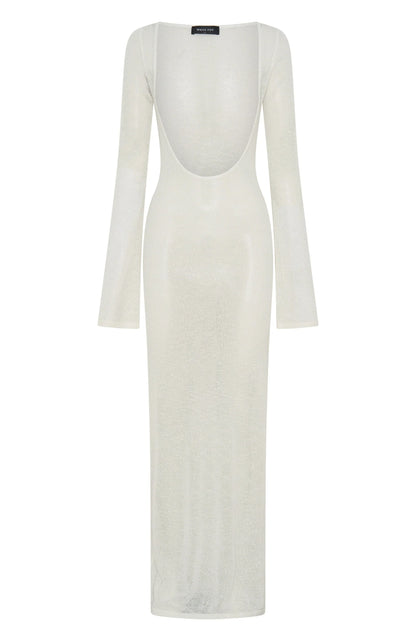 Malta Mermaids Long Sleeve Maxi Dress White
