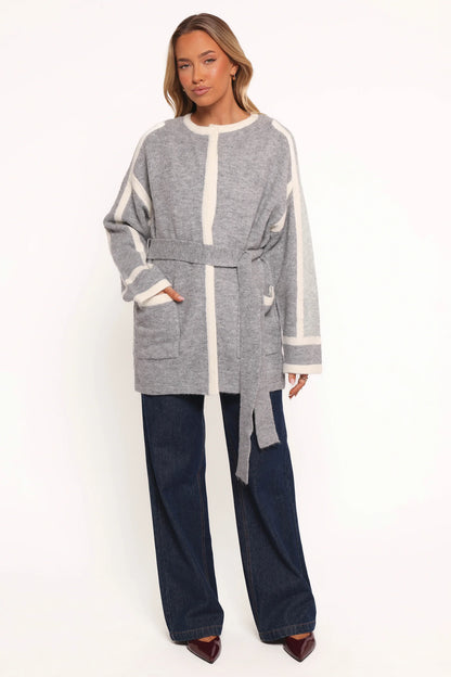 Maloney Tie Front Coatigan Grey