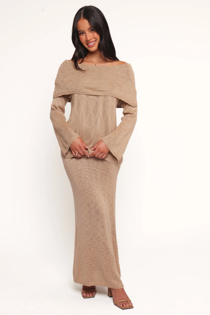 Indya Off Shoulder Top Mocha