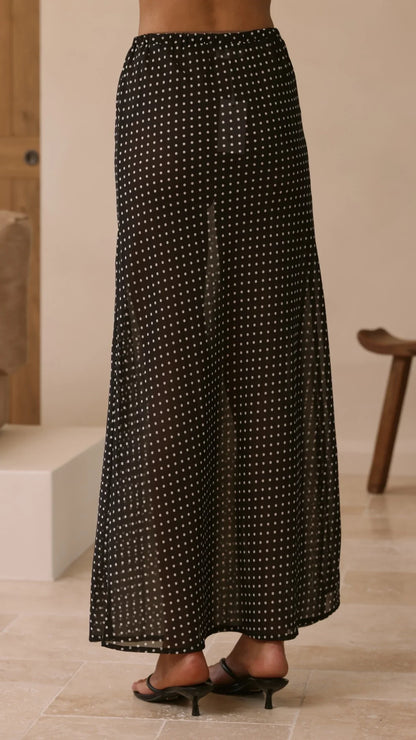 Onella Sheer Maxi Skirt Black White Spot