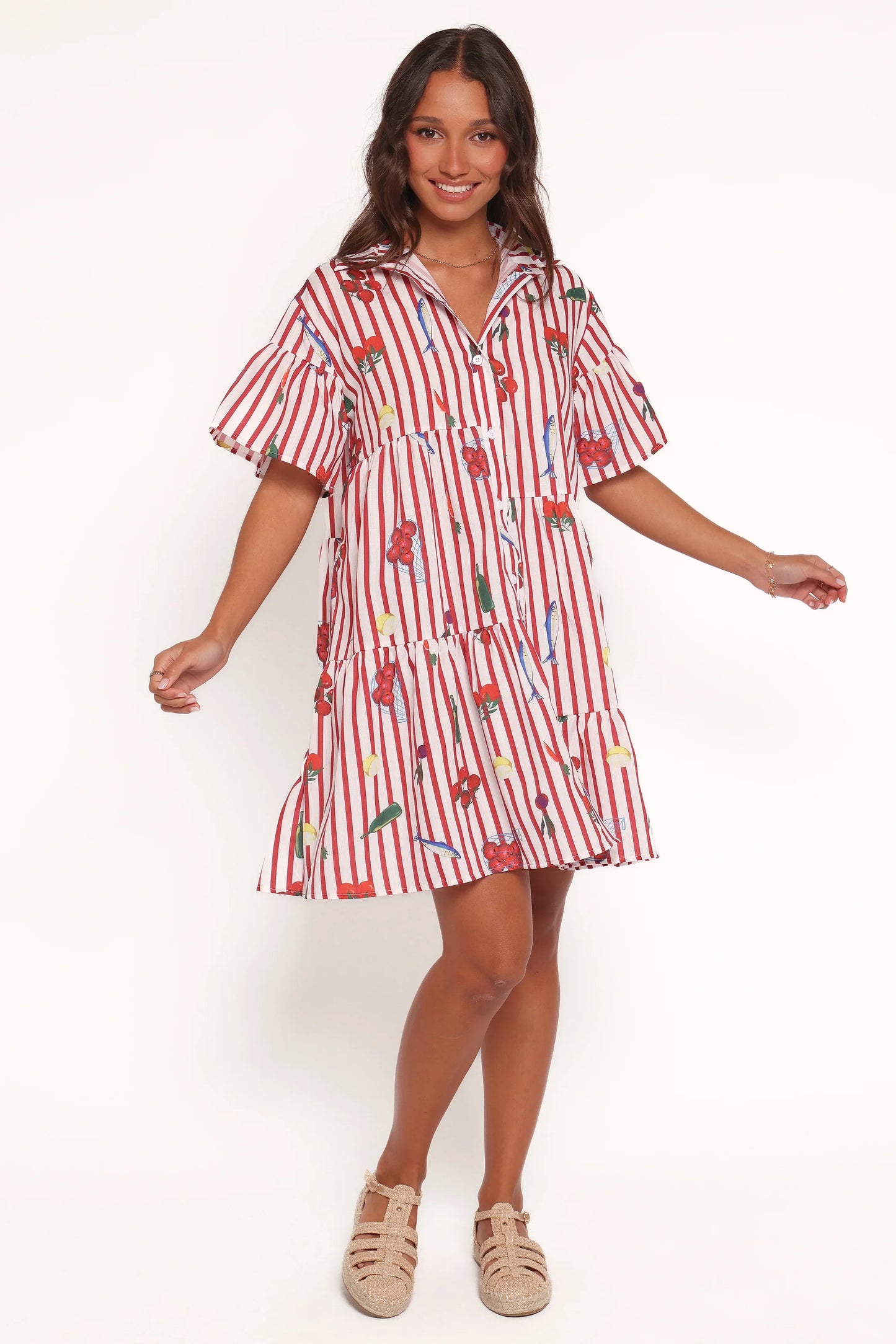 Peachy Mini Dress Red Picnic Stripe