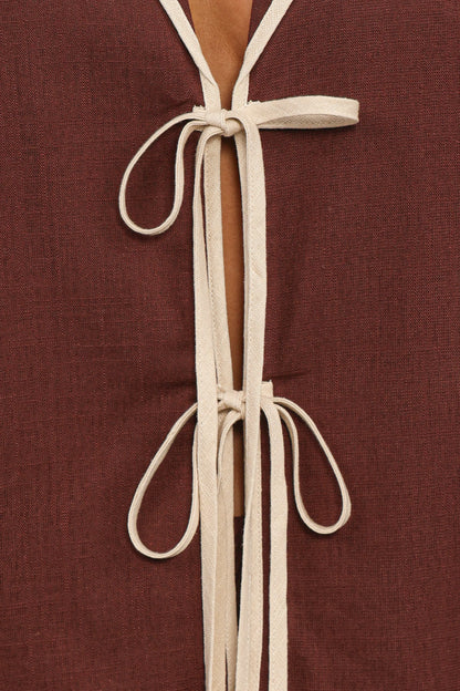 Dalton Tie Top Brown Cream