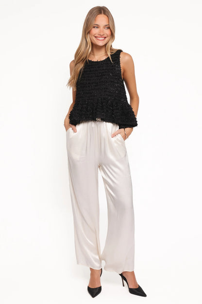 Meira Peplum Drop Hem Tank Top Black