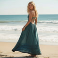 Boho Open Back Halter Maxi Dress