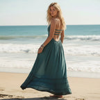 Boho Open Back Halter Maxi Dress