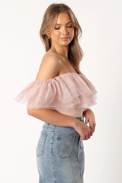 Dae Off Shoulder Bodysuit Blush