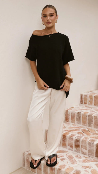 Cascadia Off Shoulder T Shirt Black