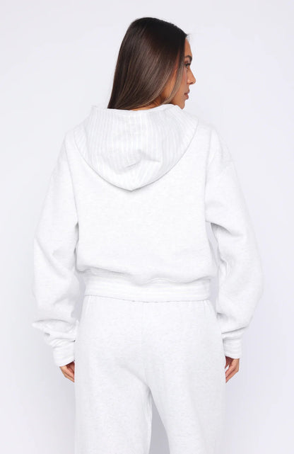 Verano Sixteen Fiorella Boxy Zip Front Hoodie Grey Marle