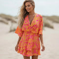 Boho Floral Ruffle Mini Dress