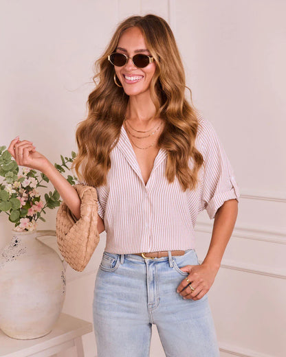 Daylight Essence Striped Button Down Top