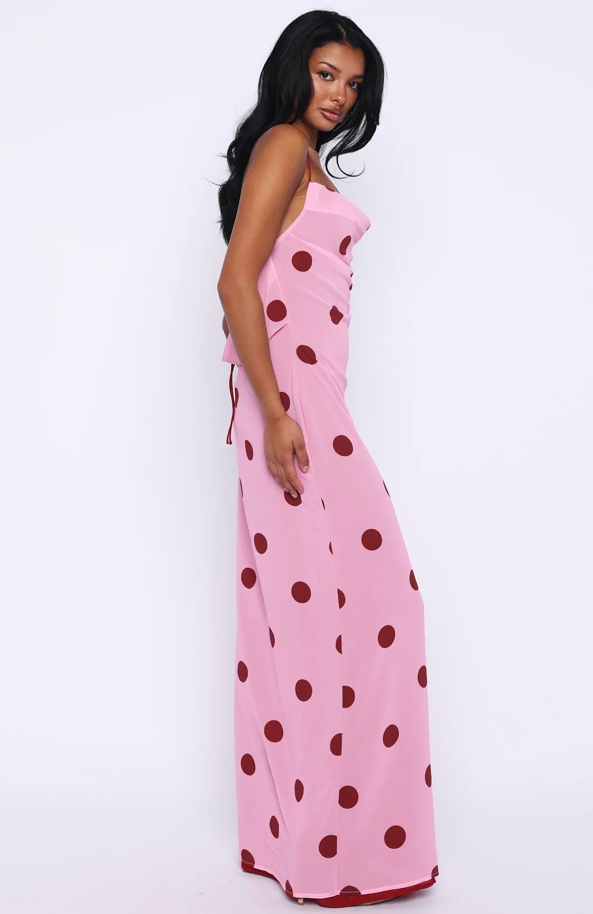 Peony Pop Maxi Dress Pink Polka Dot