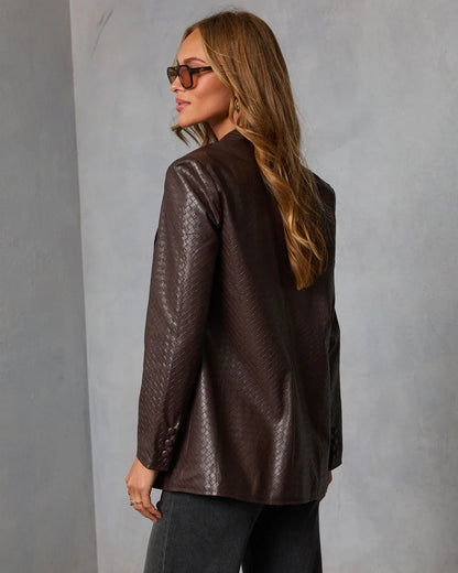 Midnight Chai Textured Leather Blazer