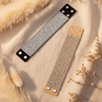 Leather Rhinestone Wide Band Bracelet