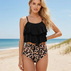 Sexy Floral Ruffle High Waisted Bikini Set