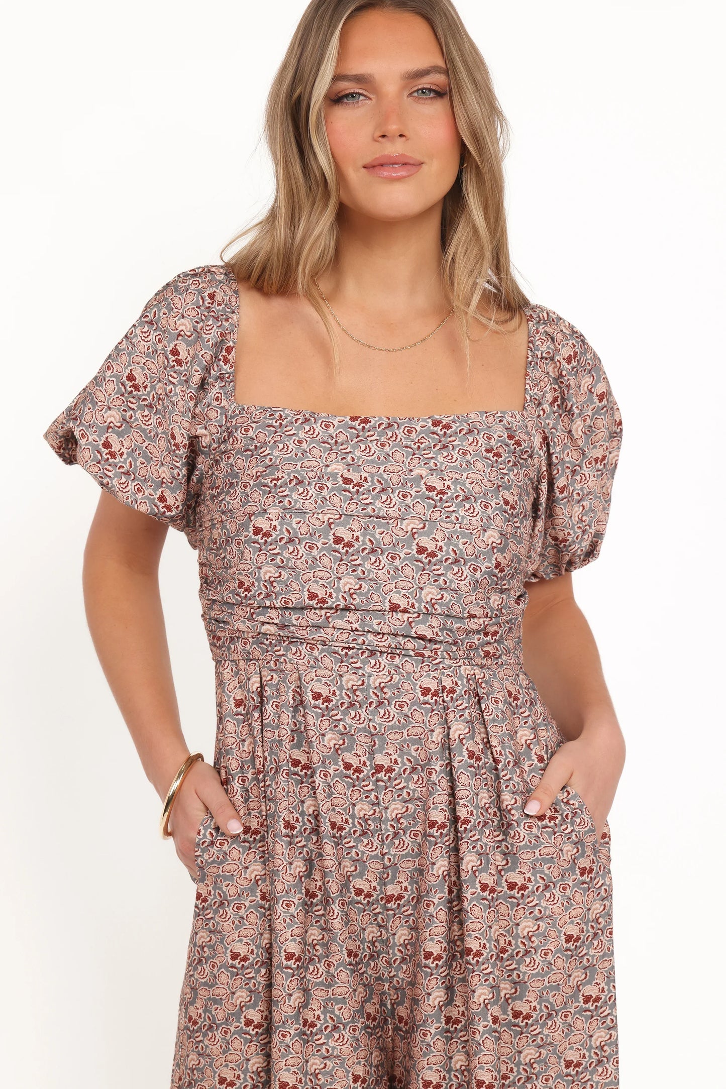 Jayda Puff Sleeve Jumpsuit Grey Floral