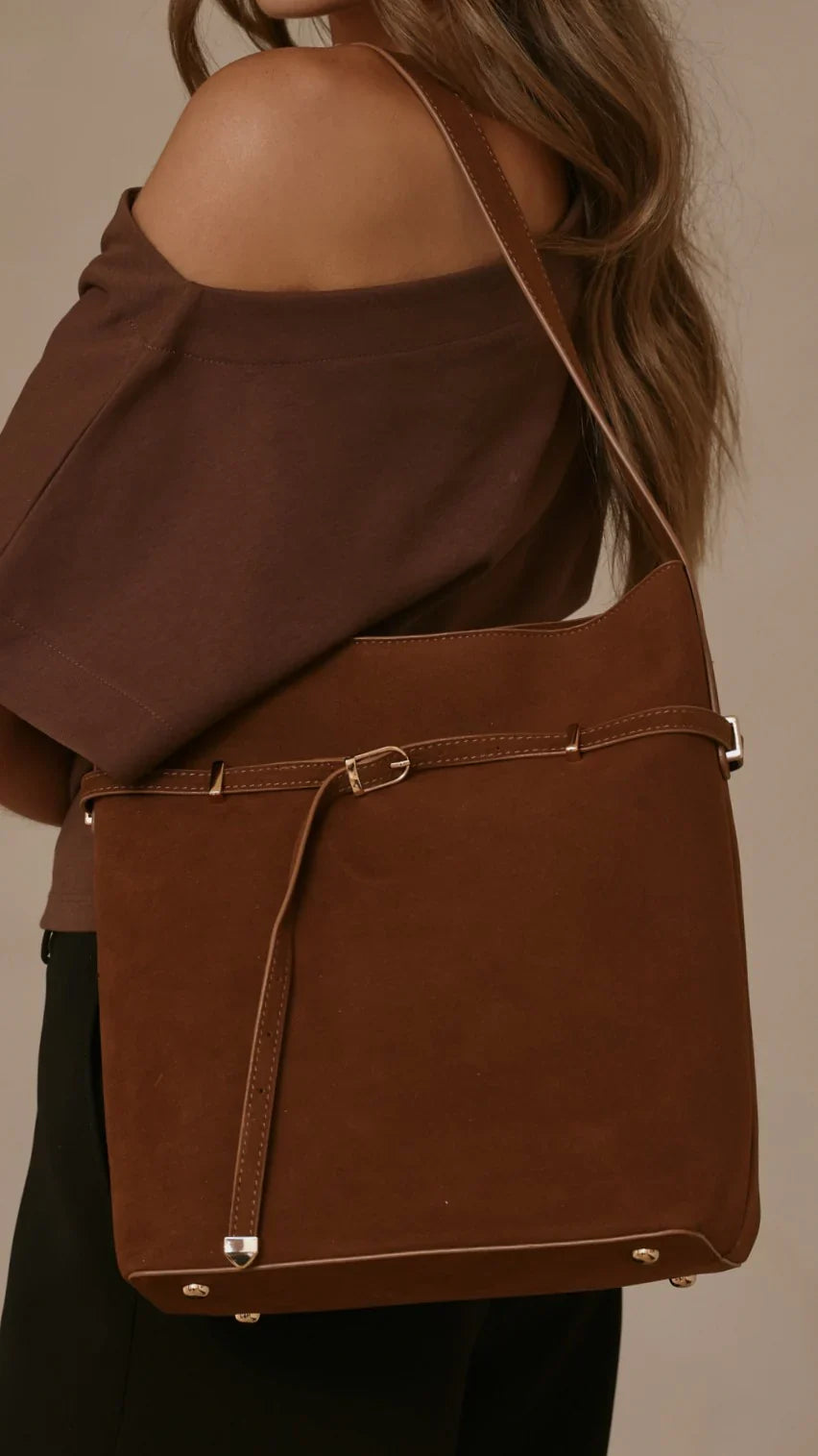 Leonie Belt Buckle Bag Brown Suede
