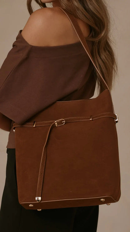 Leonie Belt Buckle Bag Brown Suede
