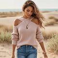 Boho Chic Open Shoulder Knit Sweater