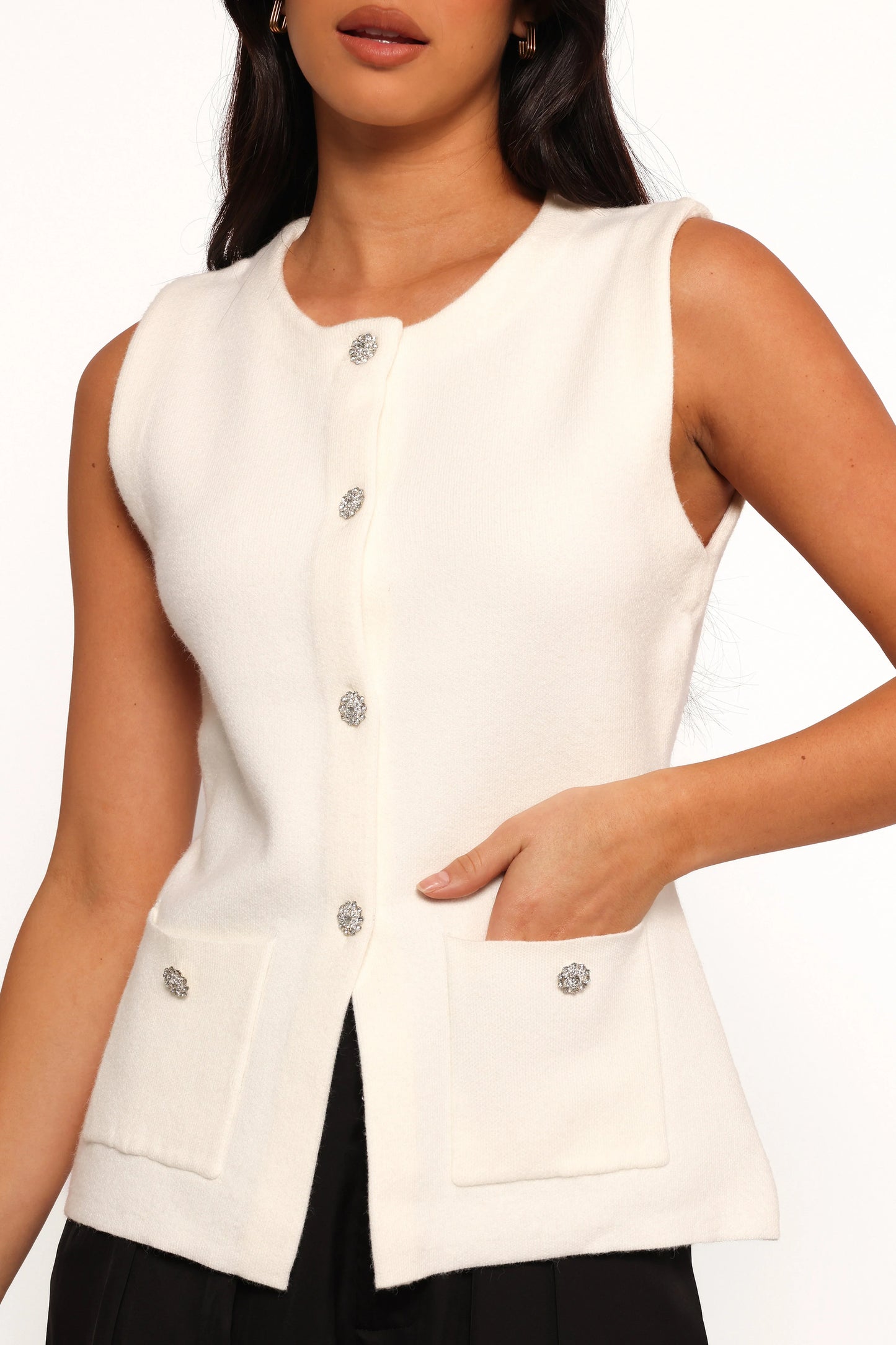 Andrea Knit Vest Top Cream
