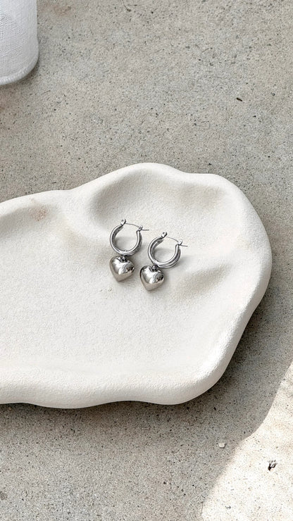 Varick Heart Earrings Silver