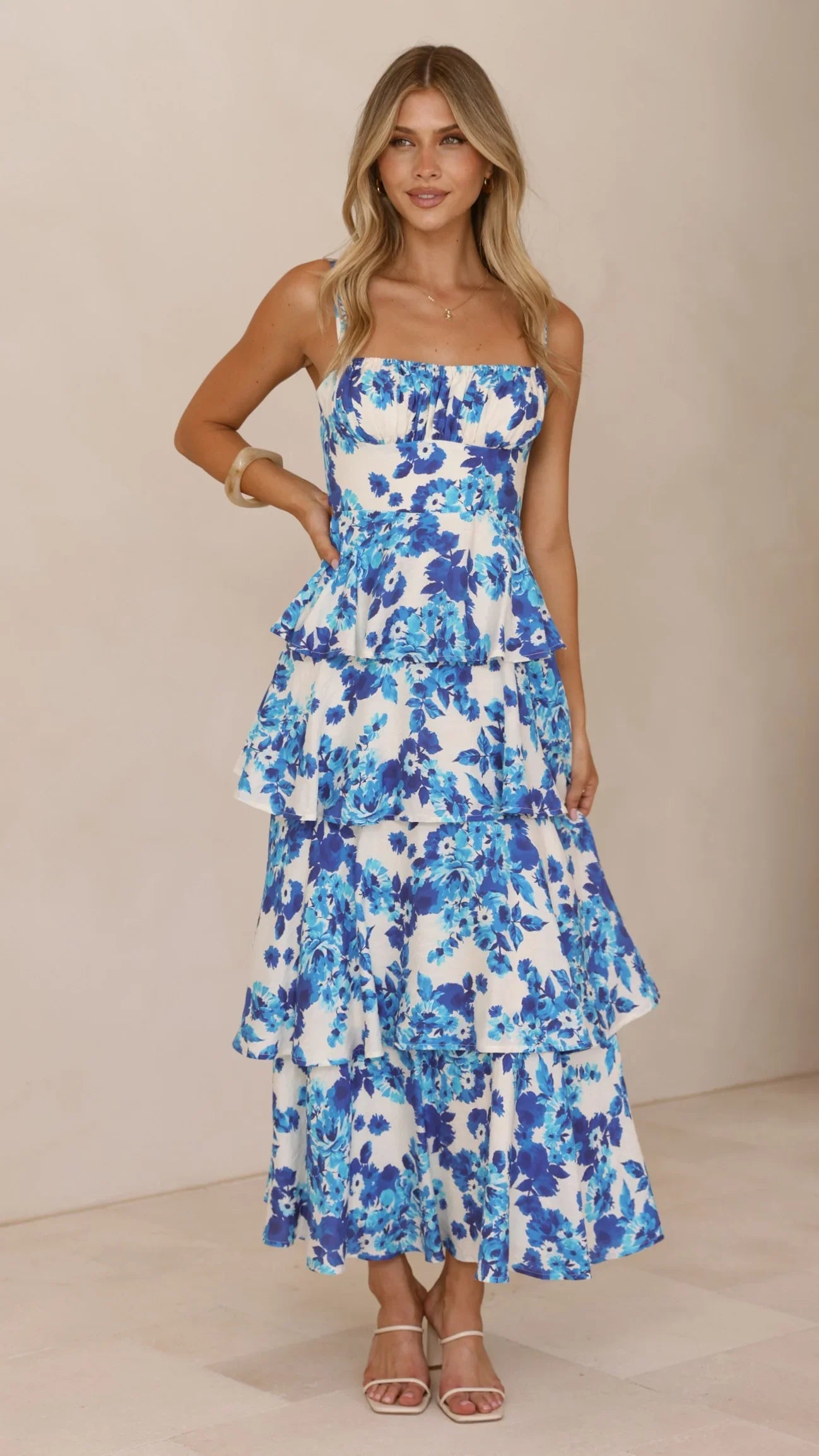 Odilia Maxi Dress Blue White Floral