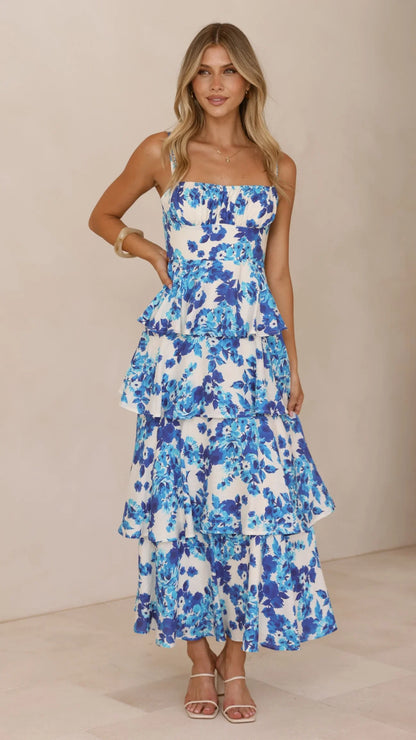 Odilia Maxi Dress Blue White Floral