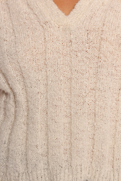 Romy Collar Knit Sweater Ecru