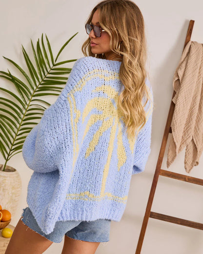 Warm Palm Graphic Knit Cardigan