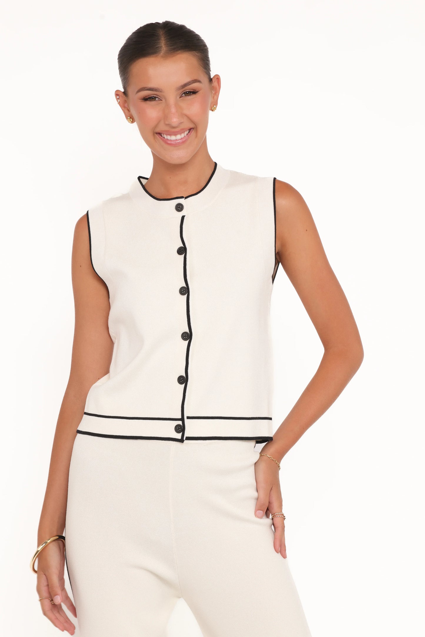 Jules Knitted Pant Set White