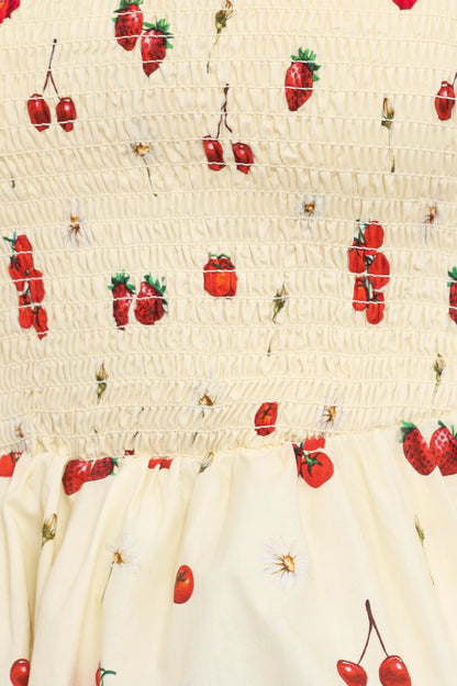 Remira Smocked Ruffle Top Yellow Cherry