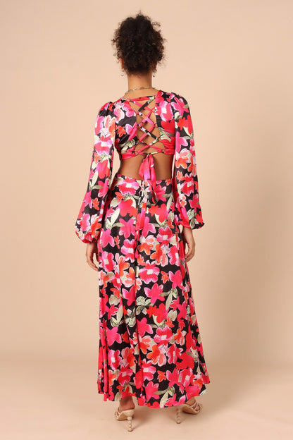 Teena Puff Sleeve Cutout Maxi Dress Black