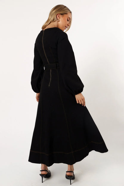 Mateo Long Sleeve Denim Dress Black