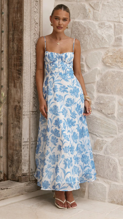 Rahima Maxi Dress Blue Flower