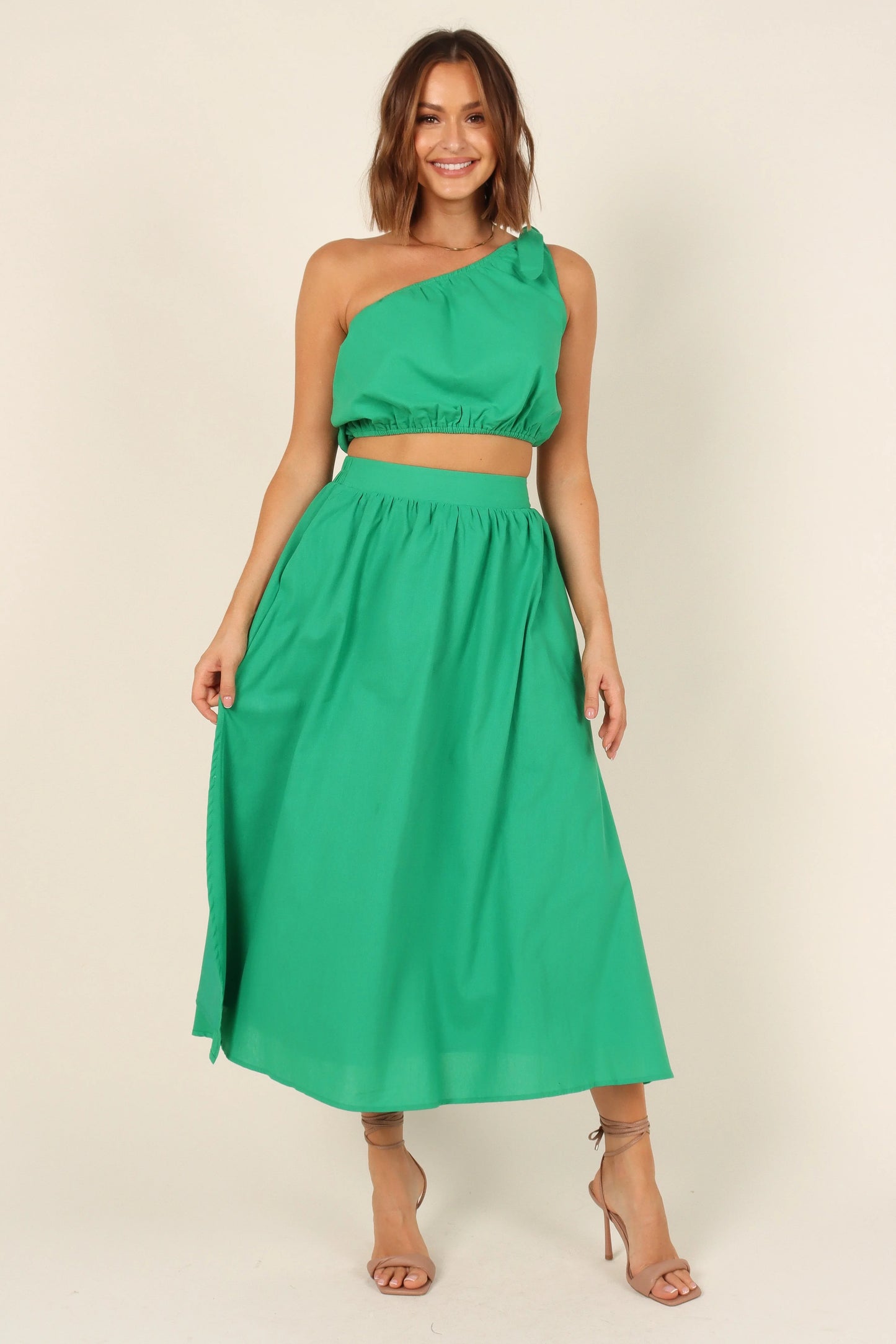 Isla One Shoulder Top Green