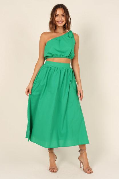 Isla One Shoulder Top Green