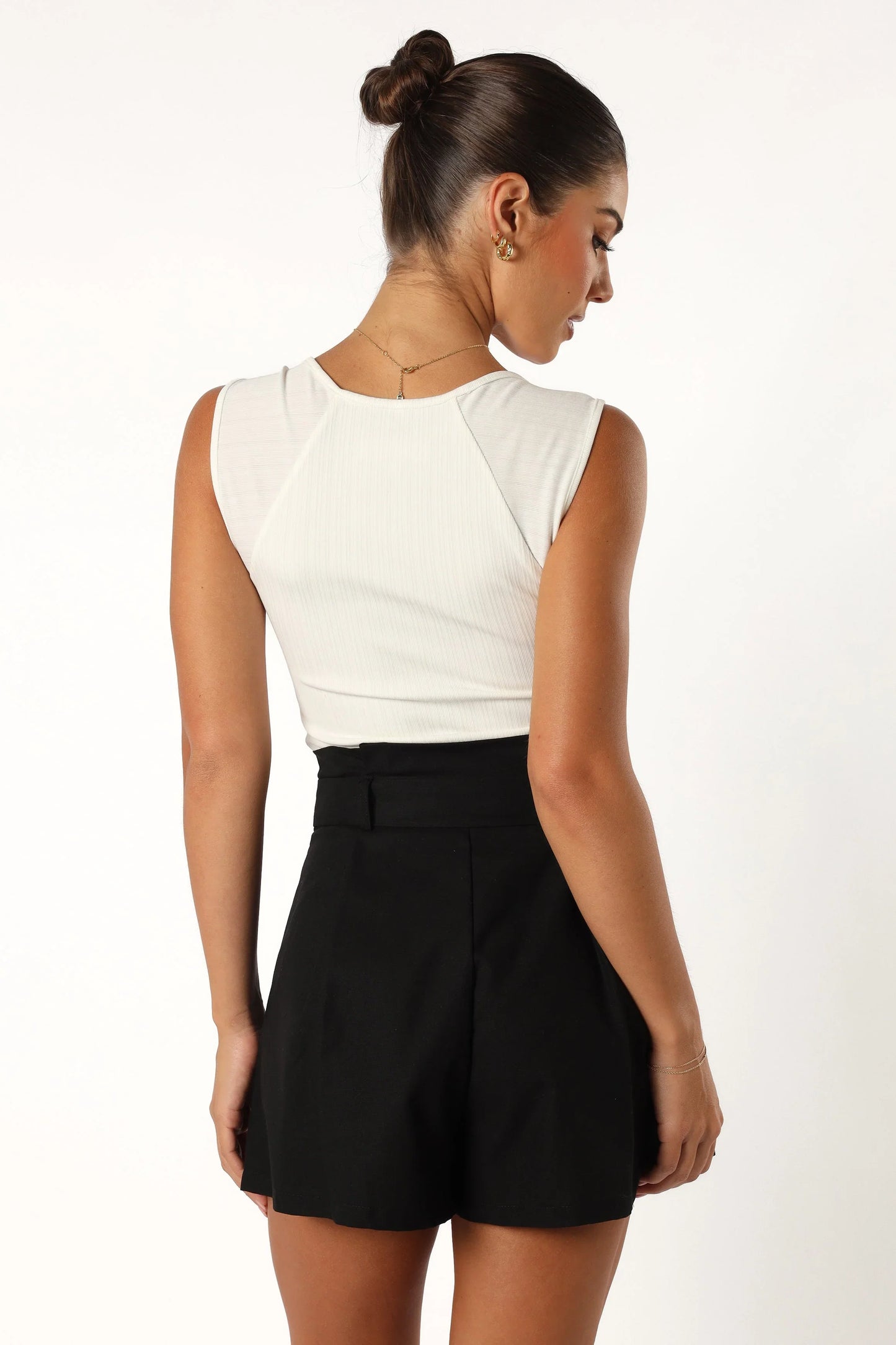 Maya High Waisted Paperbag Shorts Black