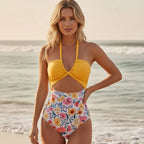 Halter Cut Out One Piece Monokini Swimsuit
