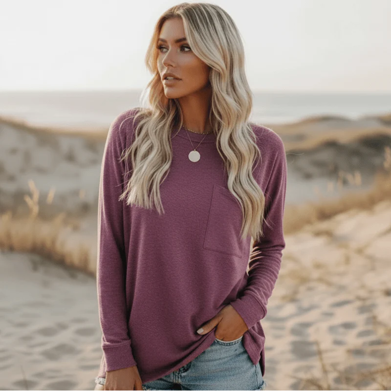 Boho Casual Long Sleeve Shirt with Pocket
