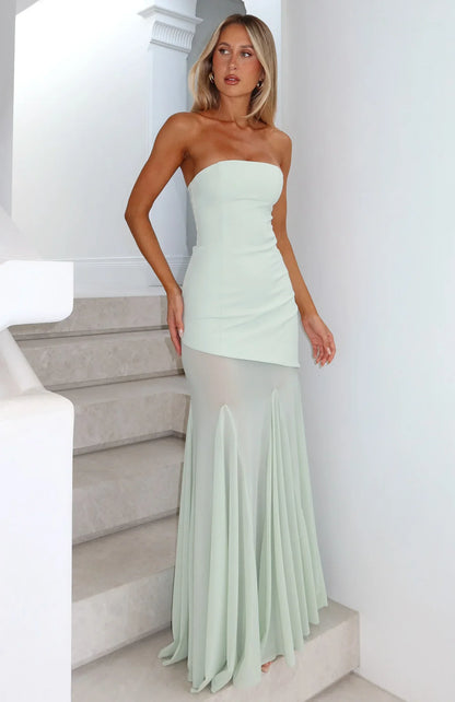 Sending My Best Strapless Maxi Dress Matcha