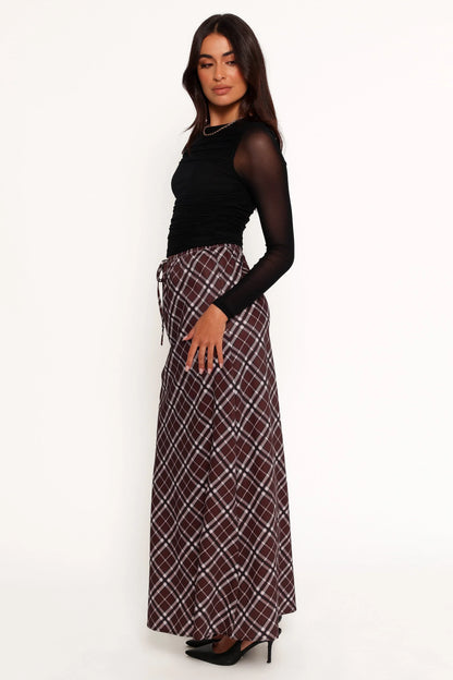 Sandra Midi Skirt Brown Check