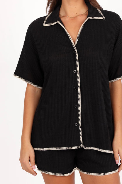 Essen Knit Shirt Set Black Cream