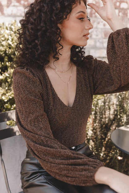 Wander Long Sleeve Bodysuit Bronze