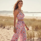 Pink Floral Boho Wide Leg Pants Set