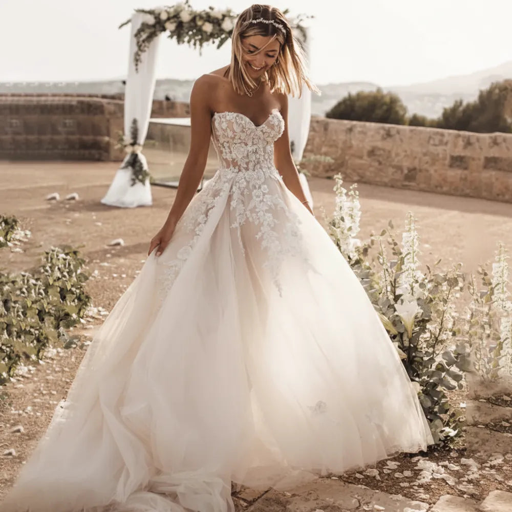 Boho Lace Off the Shoulder Wedding Dress