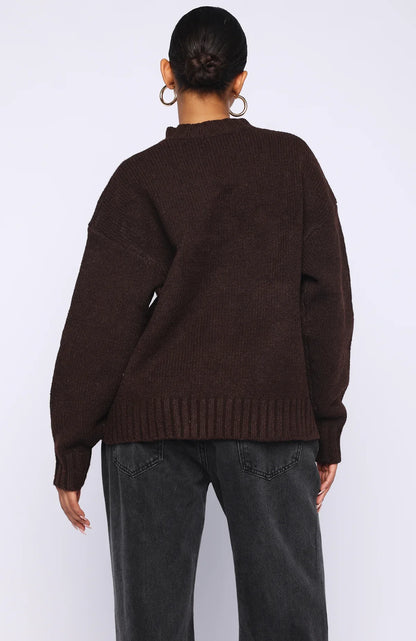 Apres Ski With Me Knit Sweater Chocolate