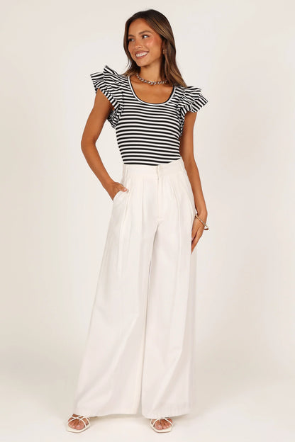 Martina Ribbed Top Black Stripe