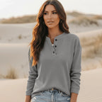 Casual Long Sleeve Henley Top