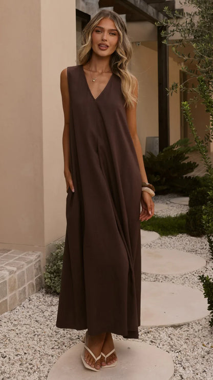 Aliah Maxi Dress Chocolate